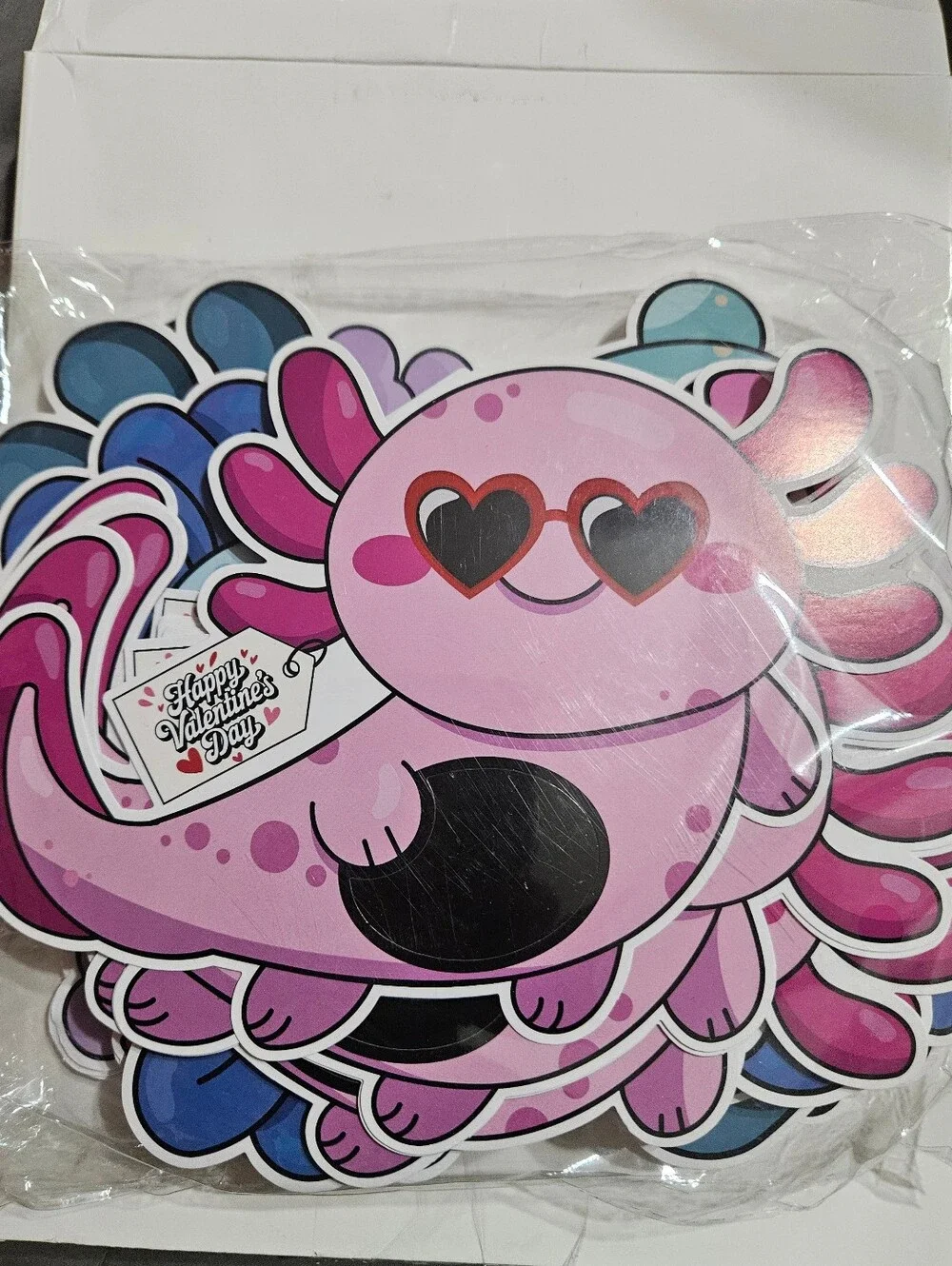 🖤 Pink Axolotl Valentine Card 72 Bulk Pack - Picture 1 of 1